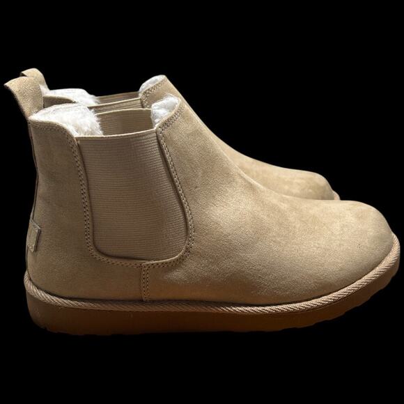 MAKALU Elyse Women's Size 6.5 Ankle Boot Cream Faux Fur Lined Rope Detail - Picture 6 of 14